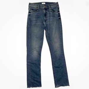 Mother Denim Jeans Mid Rise Dazzler Ankle Fray Riding The Cliffside Blue 27 x 27